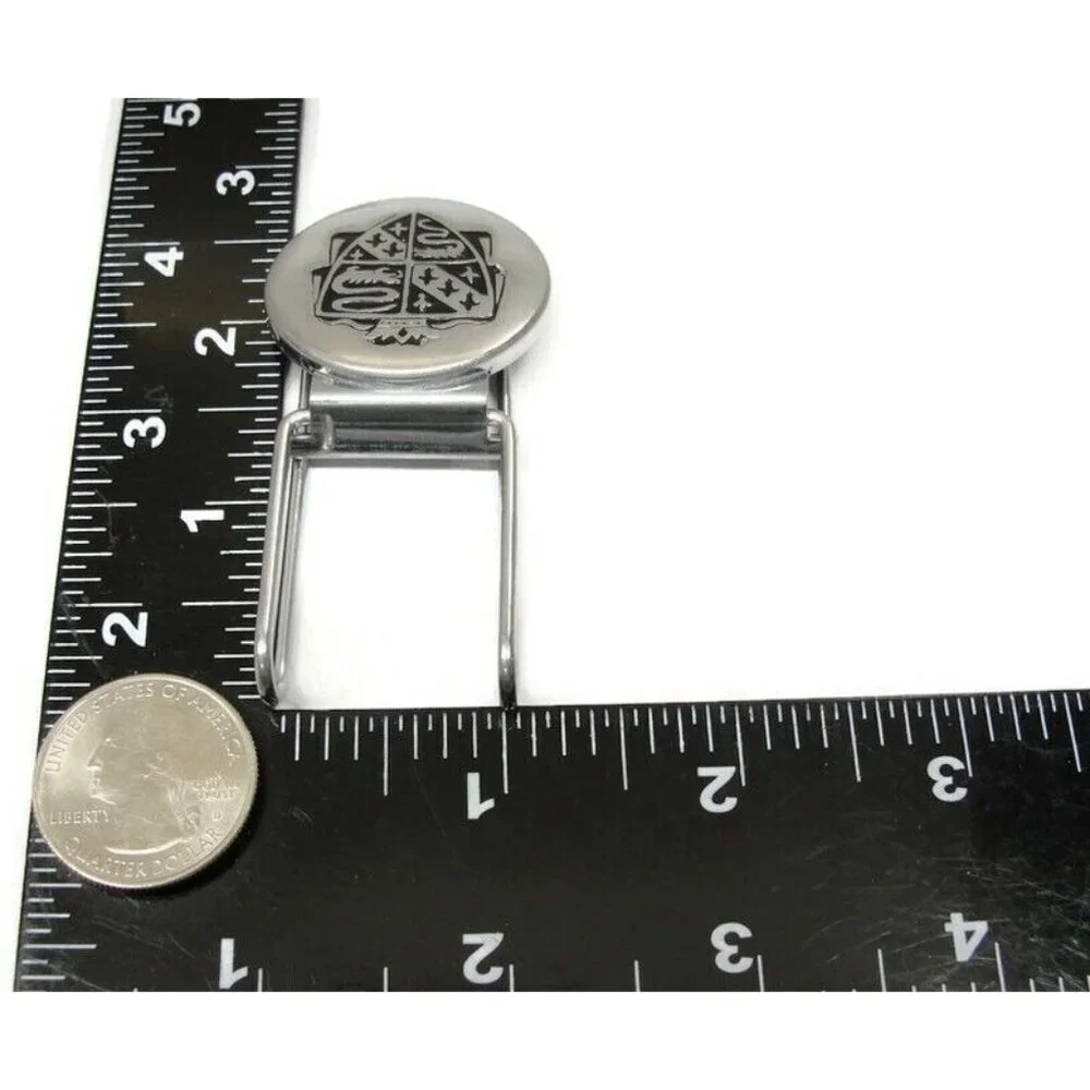 Vintage Silver Tone Crest Money Clip Men Wallet ID Credit Card Holder